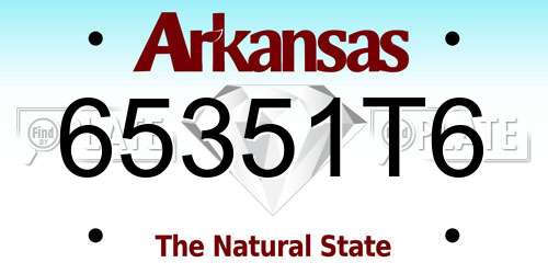 65351T6 Arkansas License Plate
