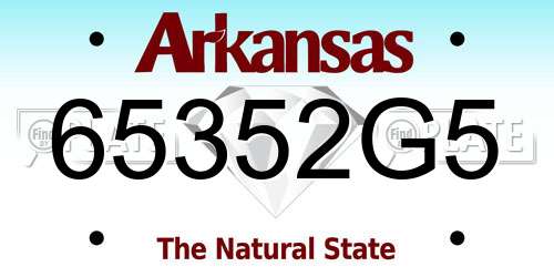 65352G5 Arkansas License Plate