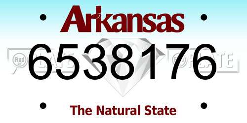 6538176 Arkansas License Plate