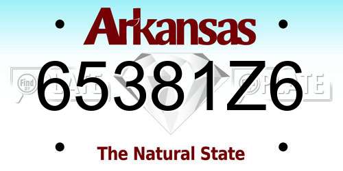 65381Z6 Arkansas License Plate