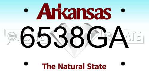 6538GA Arkansas License Plate