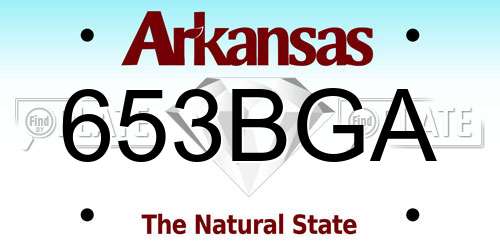 653BGA Arkansas License Plate