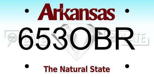 653OBR Arkansas License Plate