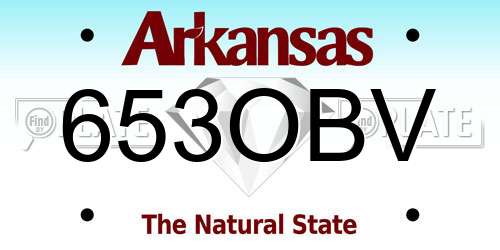 653OBV Arkansas License Plate