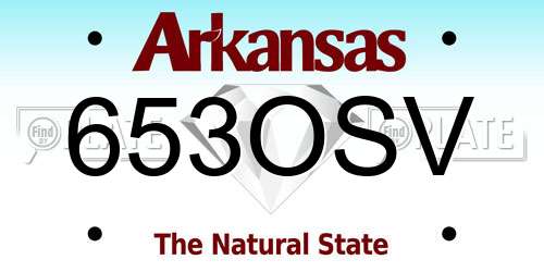 653OSV Arkansas License Plate