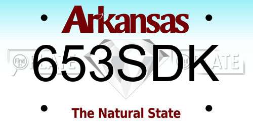 653SDK Arkansas License Plate