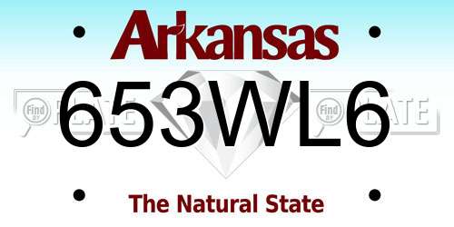 653WL6 Arkansas License Plate
