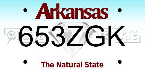 653ZGK Arkansas License Plate