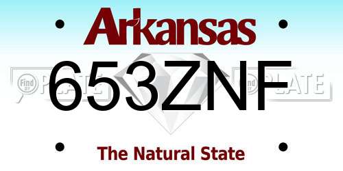 653ZNF Arkansas License Plate