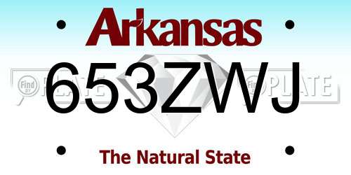 653ZWJ Arkansas License Plate