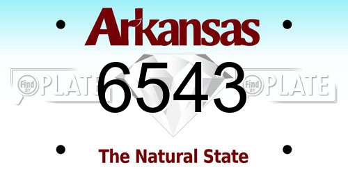 6543 Arkansas License Plate