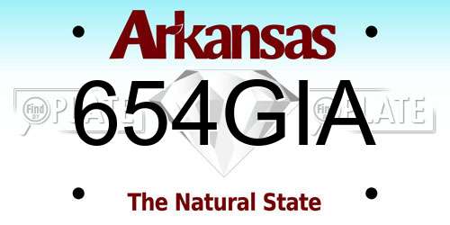 654GIA Arkansas License Plate