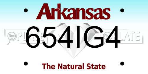 654IG4 Arkansas License Plate