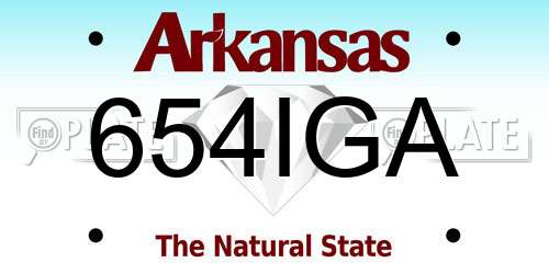 654IGA Arkansas License Plate