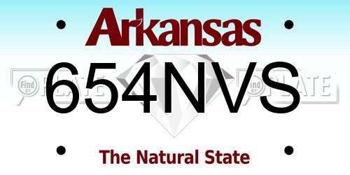 654NVS Arkansas License Plate