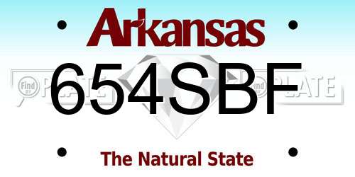 654SBF Arkansas License Plate