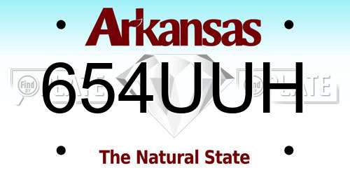654UUH Arkansas License Plate