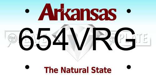 654VRG Arkansas License Plate