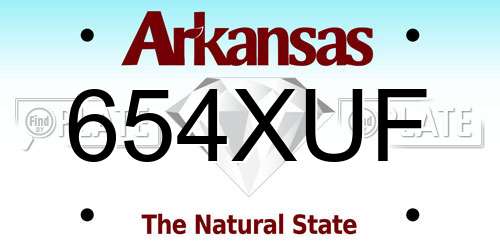 654XUF Arkansas License Plate