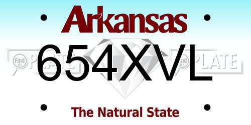 654XVL Arkansas License Plate