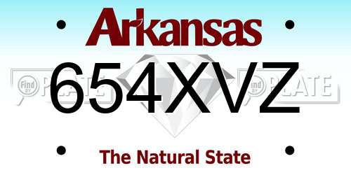 654XVZ Arkansas License Plate