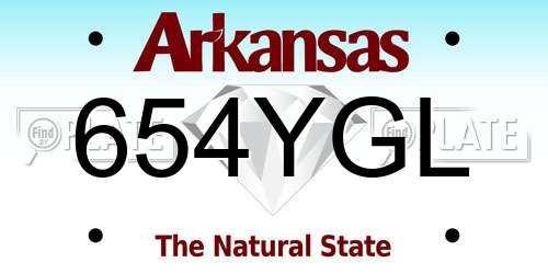654YGL Arkansas License Plate