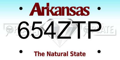 654ZTP Arkansas License Plate