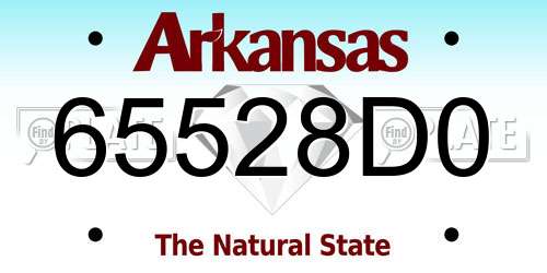 65528D0 Arkansas License Plate