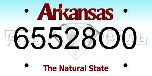 65528O0 Arkansas License Plate