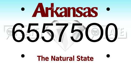 65575O0 Arkansas License Plate