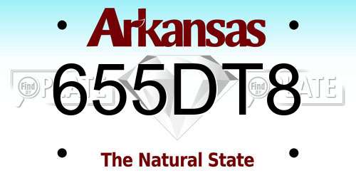 655DT8 Arkansas License Plate