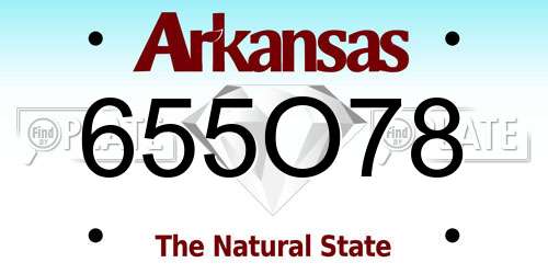 655O78 Arkansas License Plate