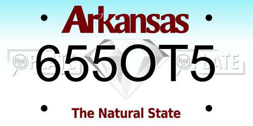 655OT5 Arkansas License Plate