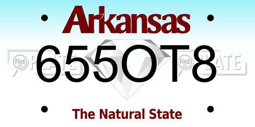 655OT8 Arkansas License Plate