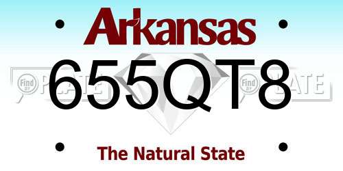 655QT8 Arkansas License Plate