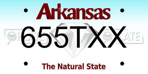 655TXX Arkansas License Plate