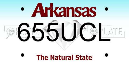 655UCL Arkansas License Plate