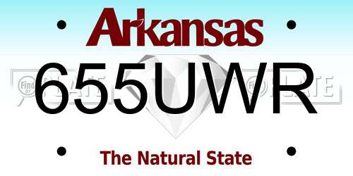 655UWR Arkansas License Plate