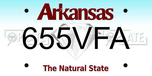 655VFA Arkansas License Plate