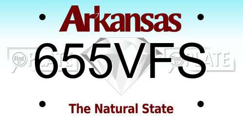 655VFS Arkansas License Plate