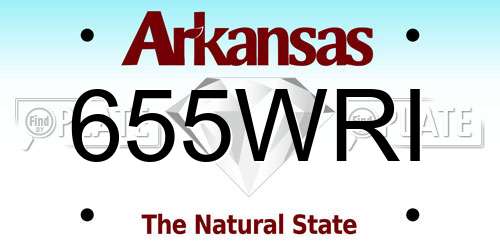 655WRI Arkansas License Plate