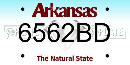6562BD Arkansas License Plate