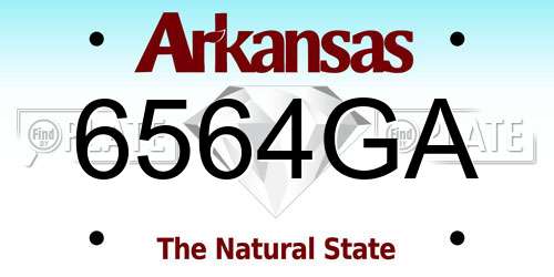 6564GA Arkansas License Plate