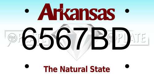 6567BD Arkansas License Plate