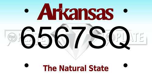 6567SQ Arkansas License Plate