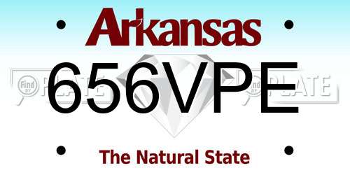 656VPE Arkansas License Plate
