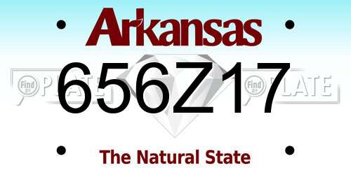 656Z17 Arkansas License Plate
