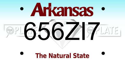 656ZI7 Arkansas License Plate