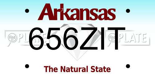 656ZIT Arkansas License Plate
