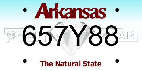657Y88 Arkansas License Plate